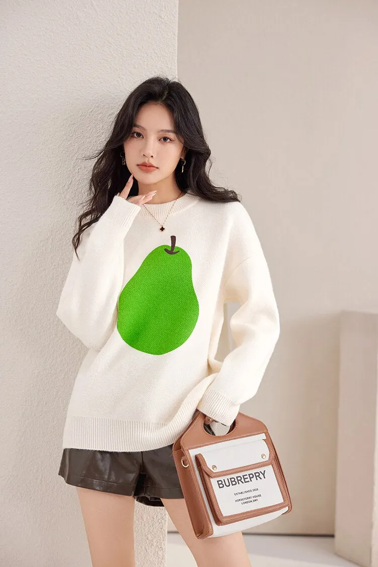 Women's Winter Loose-Fitting Knitted O-Neck Long Sleeve Pullover