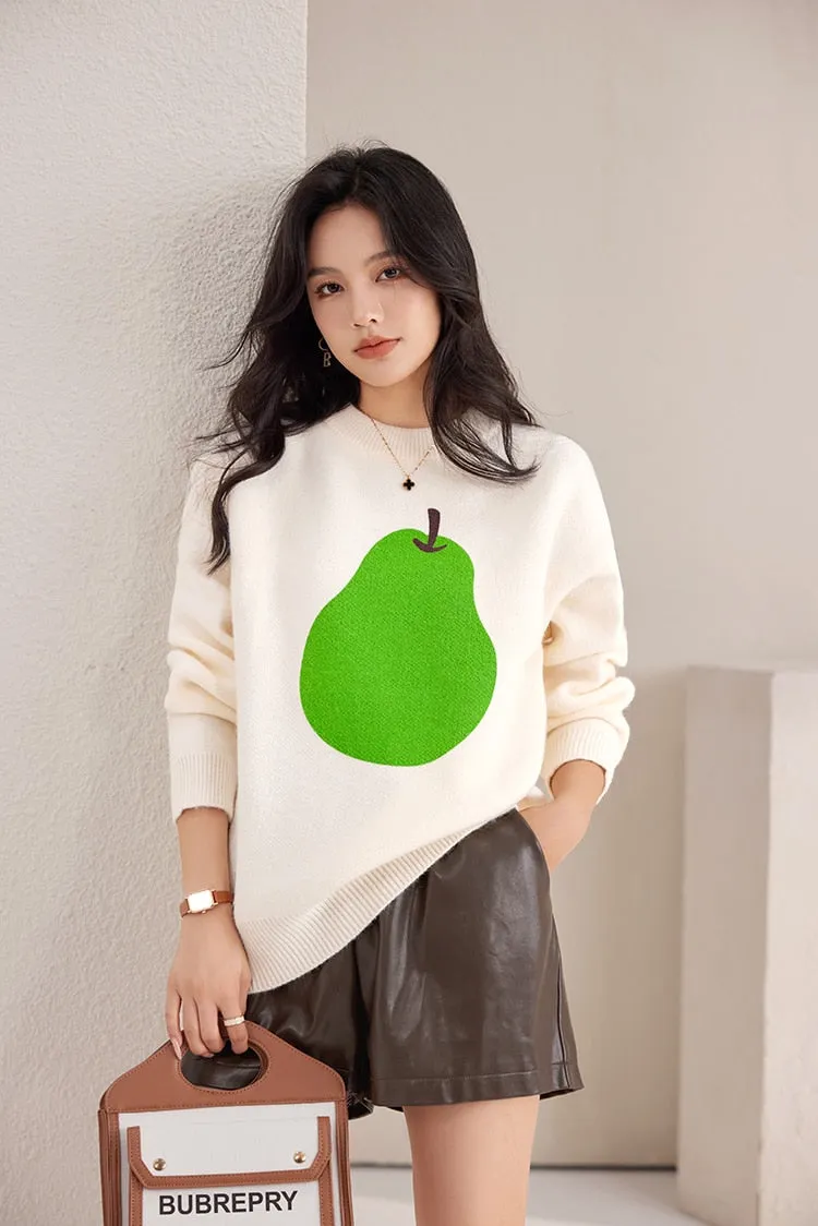 Women's Winter Loose-Fitting Knitted O-Neck Long Sleeve Pullover