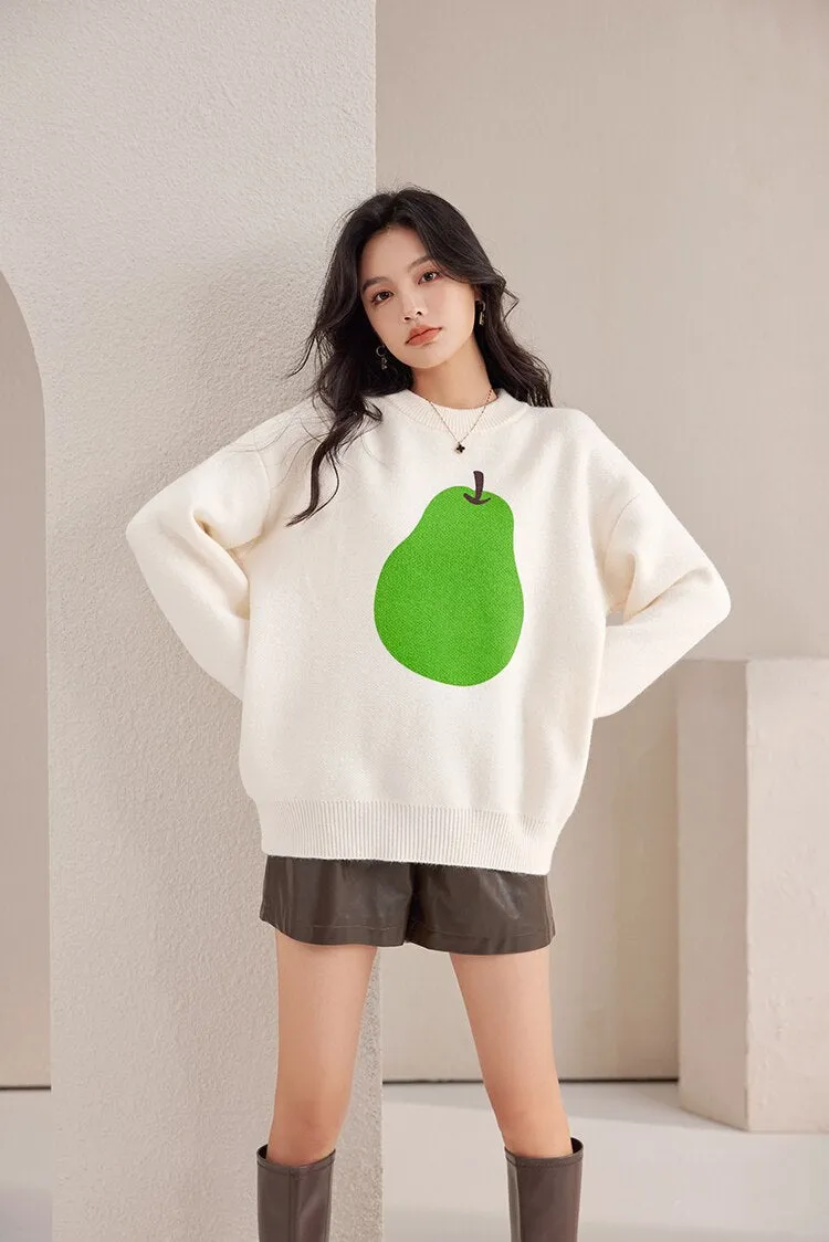 Women's Winter Loose-Fitting Knitted O-Neck Long Sleeve Pullover