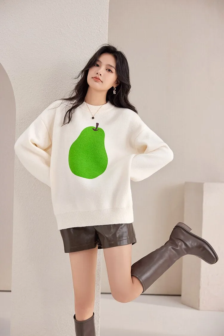 Women's Winter Loose-Fitting Knitted O-Neck Long Sleeve Pullover