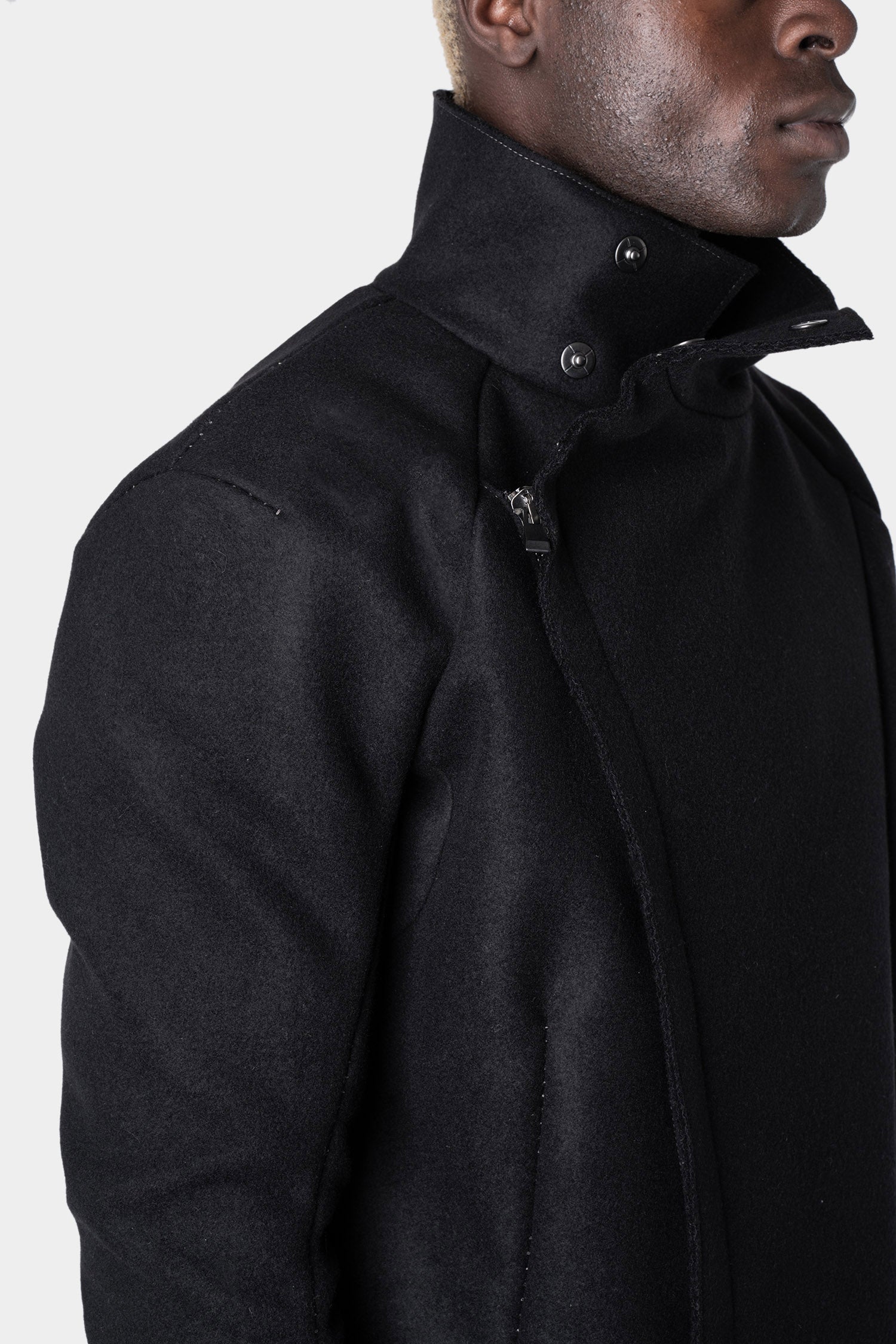 Wool / cashmere moto coat