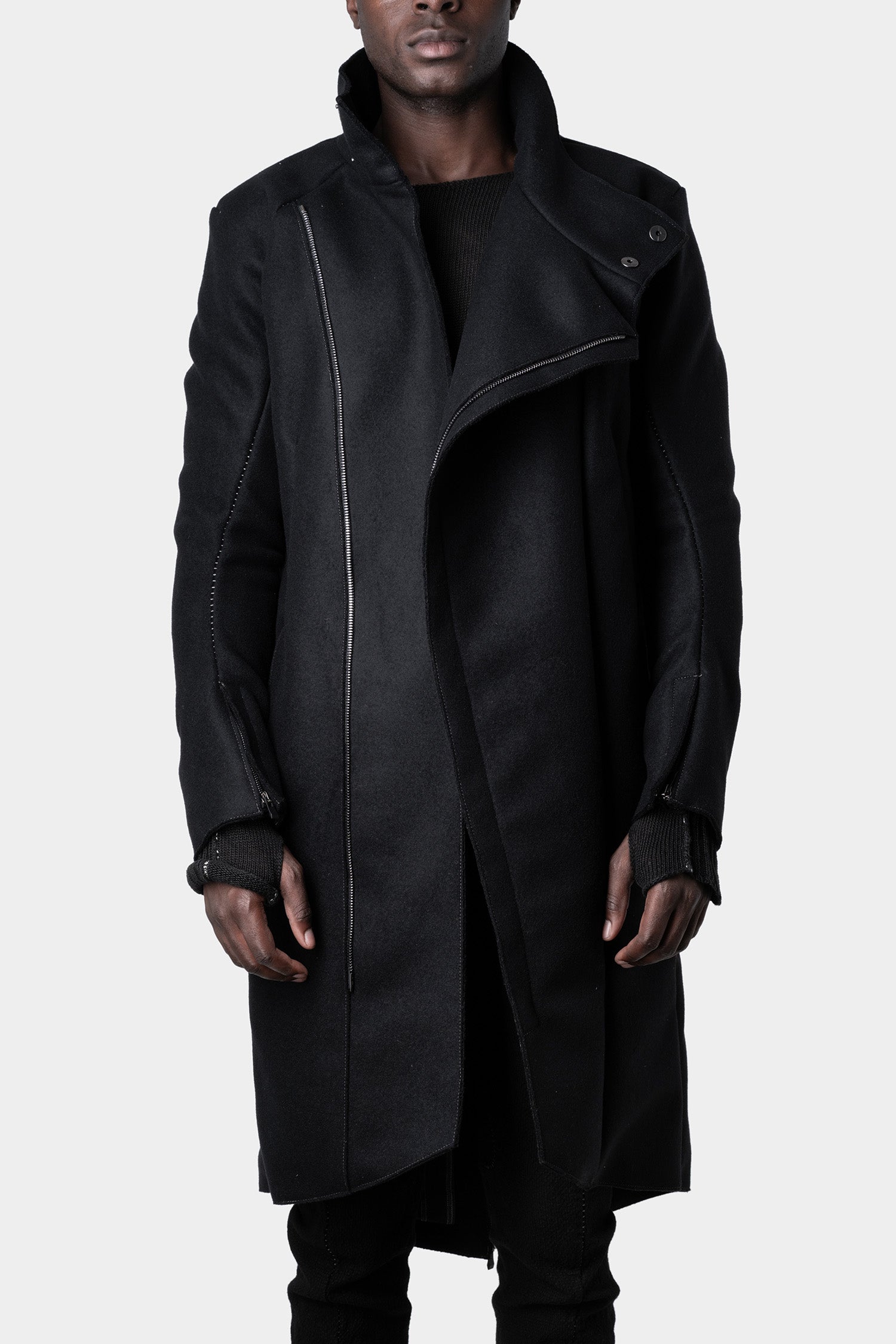 Wool / cashmere moto coat